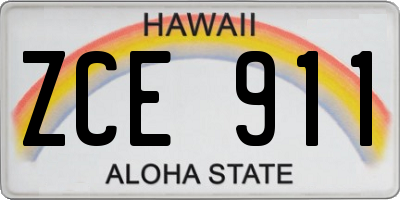 HI license plate ZCE911