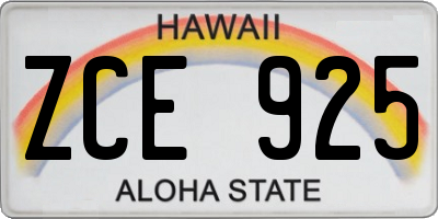 HI license plate ZCE925