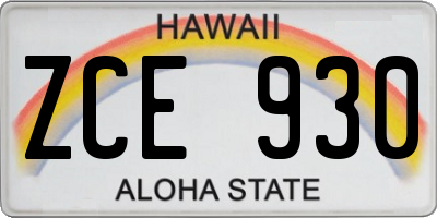 HI license plate ZCE930