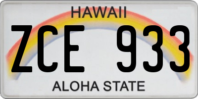 HI license plate ZCE933