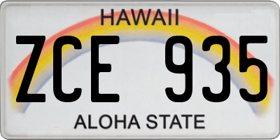 HI license plate ZCE935