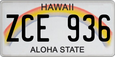 HI license plate ZCE936