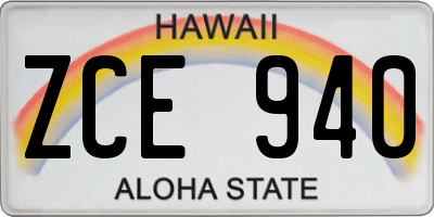 HI license plate ZCE940