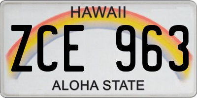 HI license plate ZCE963