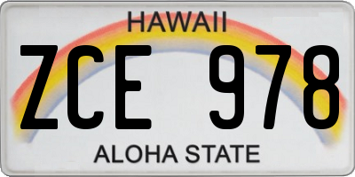 HI license plate ZCE978