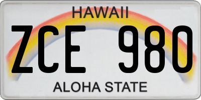 HI license plate ZCE980