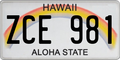 HI license plate ZCE981