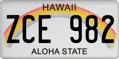 HI license plate ZCE982
