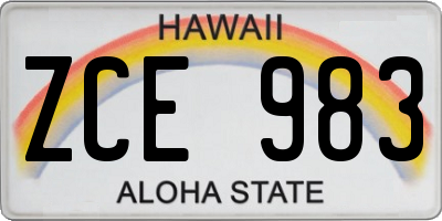 HI license plate ZCE983