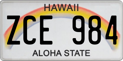HI license plate ZCE984