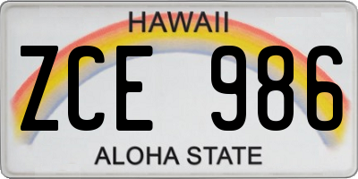 HI license plate ZCE986