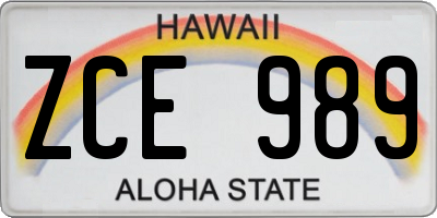 HI license plate ZCE989