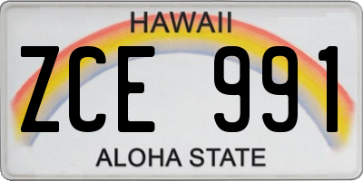 HI license plate ZCE991