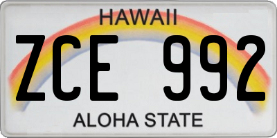 HI license plate ZCE992