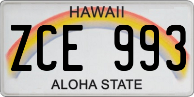 HI license plate ZCE993