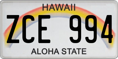 HI license plate ZCE994