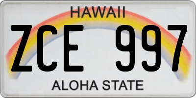 HI license plate ZCE997