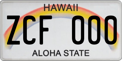 HI license plate ZCF000
