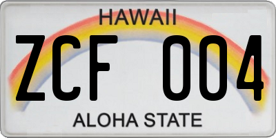 HI license plate ZCF004