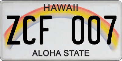 HI license plate ZCF007