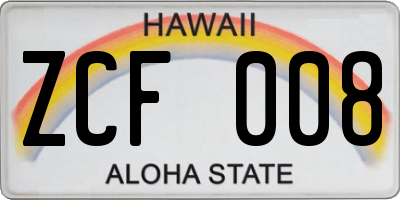 HI license plate ZCF008