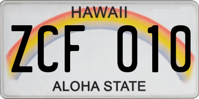 HI license plate ZCF010