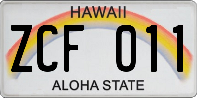 HI license plate ZCF011