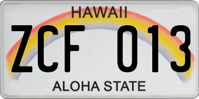 HI license plate ZCF013