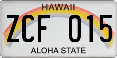 HI license plate ZCF015