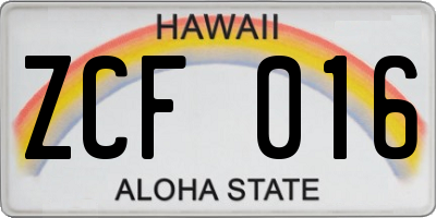 HI license plate ZCF016