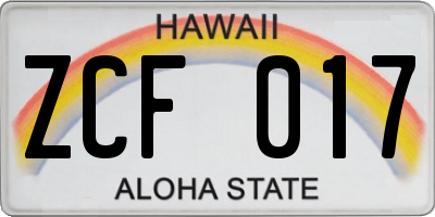 HI license plate ZCF017
