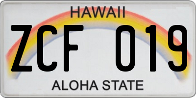 HI license plate ZCF019