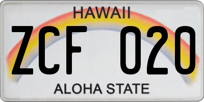 HI license plate ZCF020