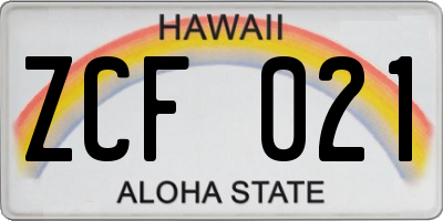 HI license plate ZCF021