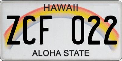 HI license plate ZCF022