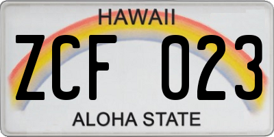 HI license plate ZCF023