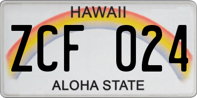 HI license plate ZCF024