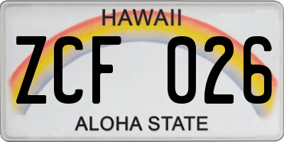 HI license plate ZCF026