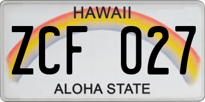 HI license plate ZCF027