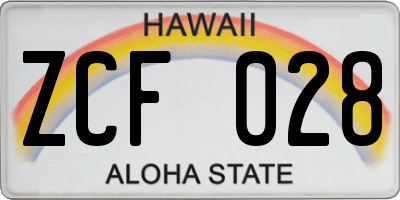 HI license plate ZCF028