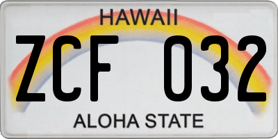 HI license plate ZCF032