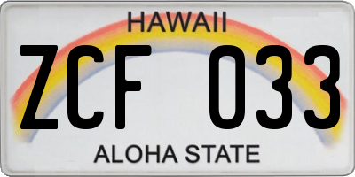 HI license plate ZCF033