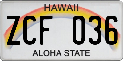 HI license plate ZCF036