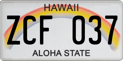 HI license plate ZCF037