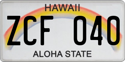 HI license plate ZCF040