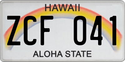 HI license plate ZCF041