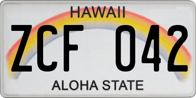 HI license plate ZCF042
