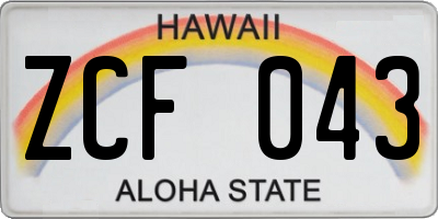 HI license plate ZCF043
