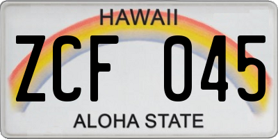 HI license plate ZCF045