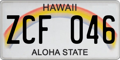 HI license plate ZCF046